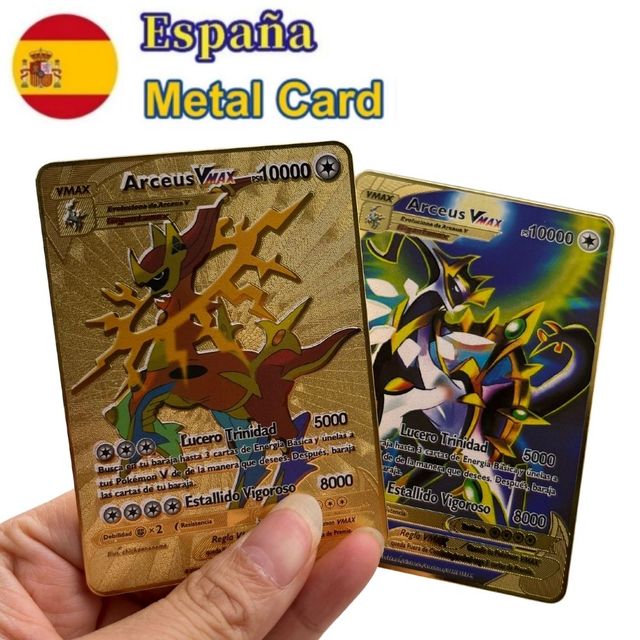 10000Spanish Pokémon Cards Metal Pokemon Letters Spanish Pokemon Iron Cards  Mewtwo Pikachu Gx Charizard Vmax Cartas